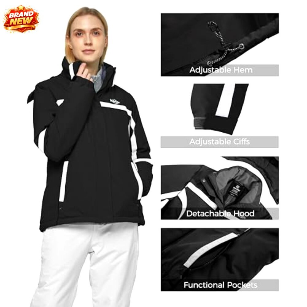 Women's Waterproof Ski Jacket Insulated Windproof Snowboarding Parka - Picture 2 of 6